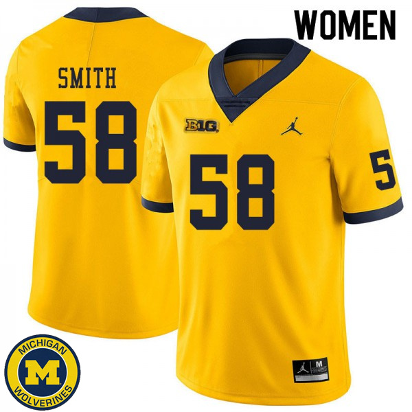 Women's Michigan Wolverines #58 Mazi Smith Yellow Official Game Football Jersey